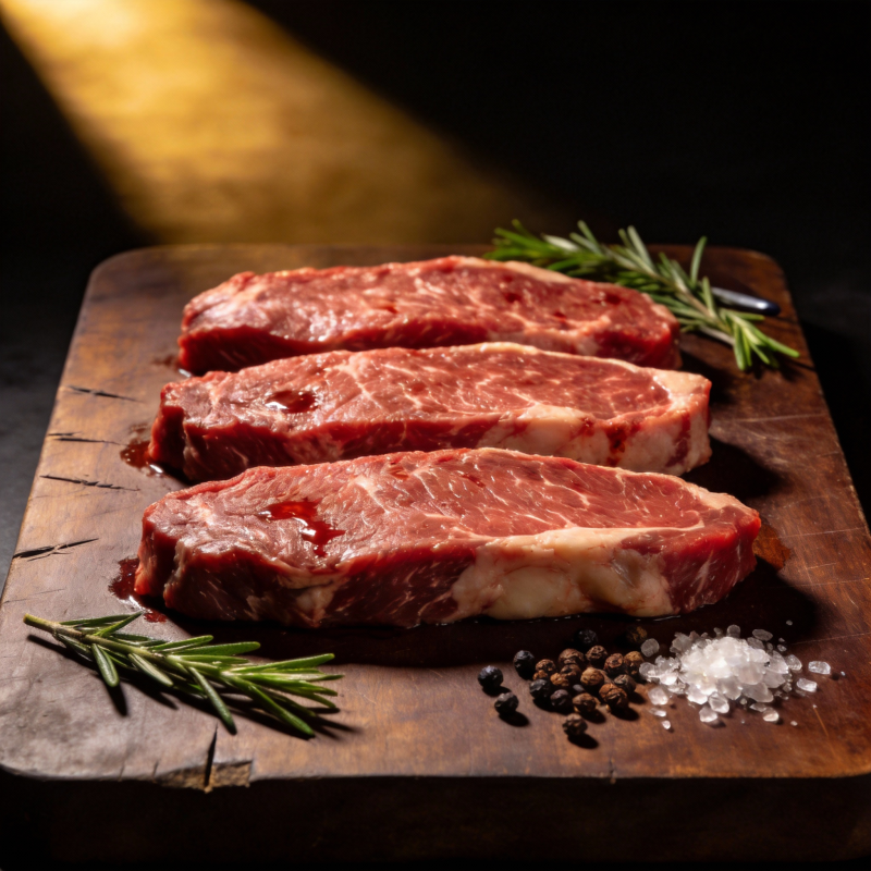 鲜嫩牛排配香料图片