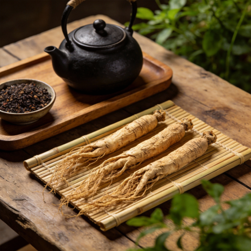 人参茶具静谧景图片