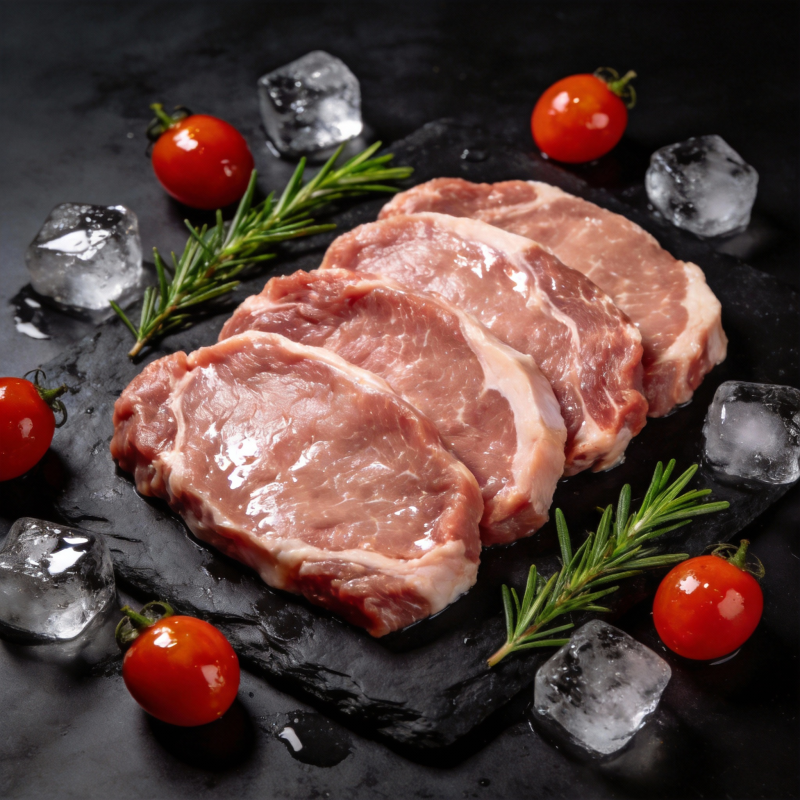 鲜嫩猪排配香草图片