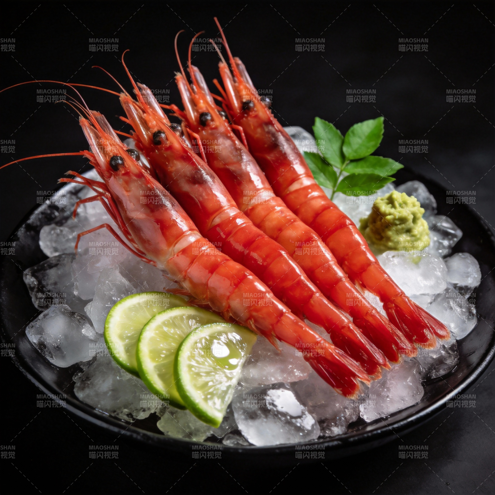 冰镇鲜虾配青柠图片
