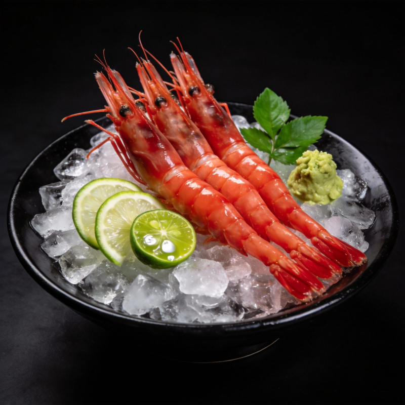 冰镇鲜虾配青柠图片