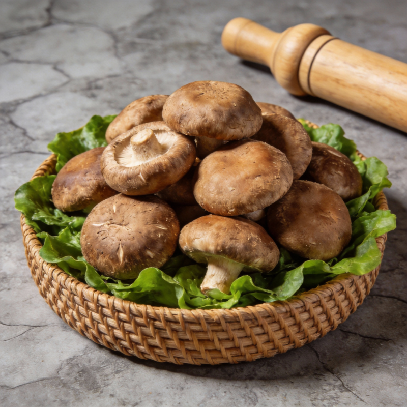 新鲜香菇篮中盛图片