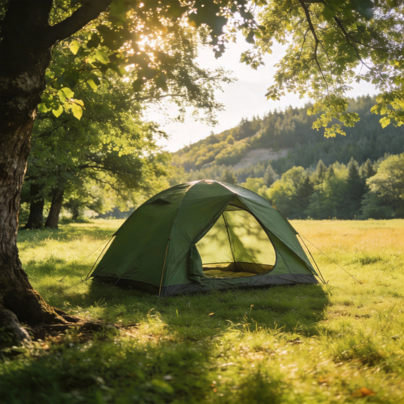 林间露营 阳光斑驳图片
