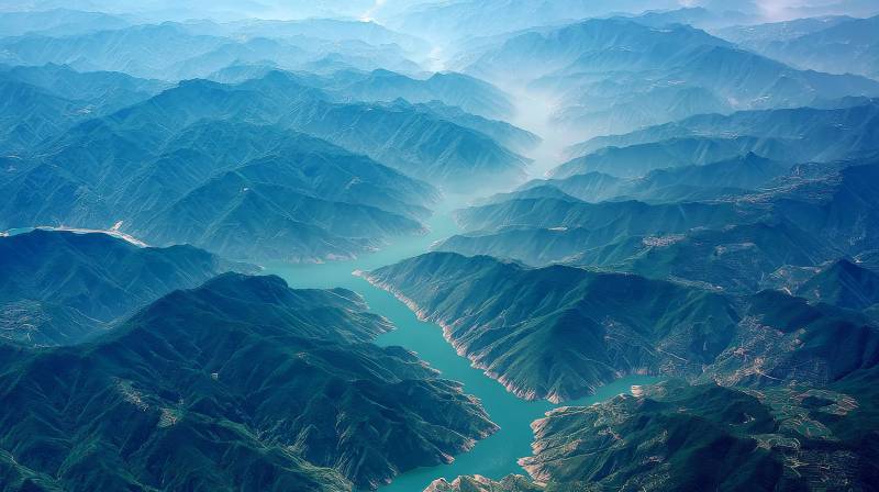 青山碧水绕山行图片