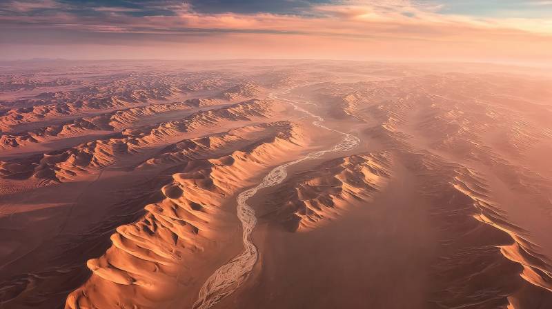 沙漠沙丘日落美景图片