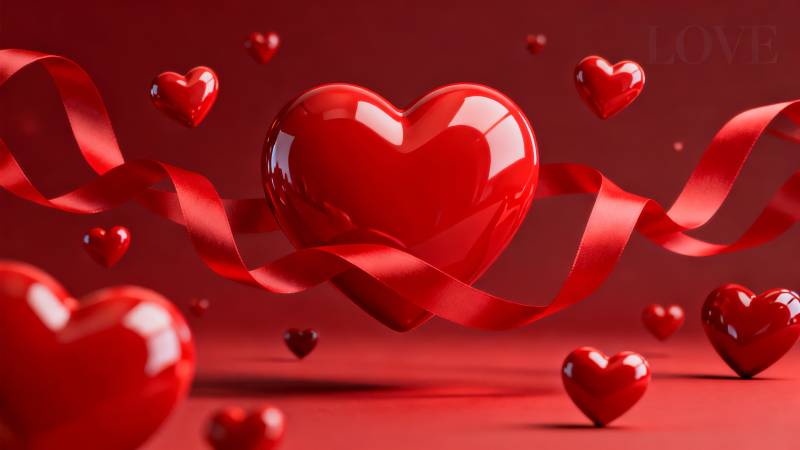 爱心飘带情意浓图片