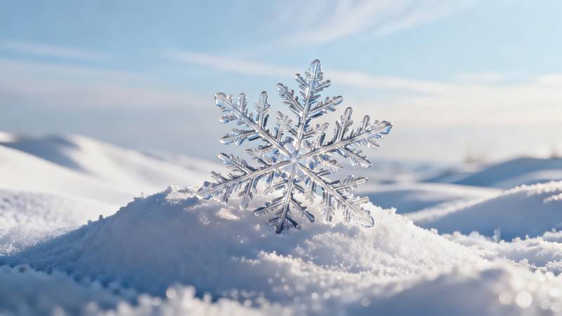 晶莹雪花映雪原图片