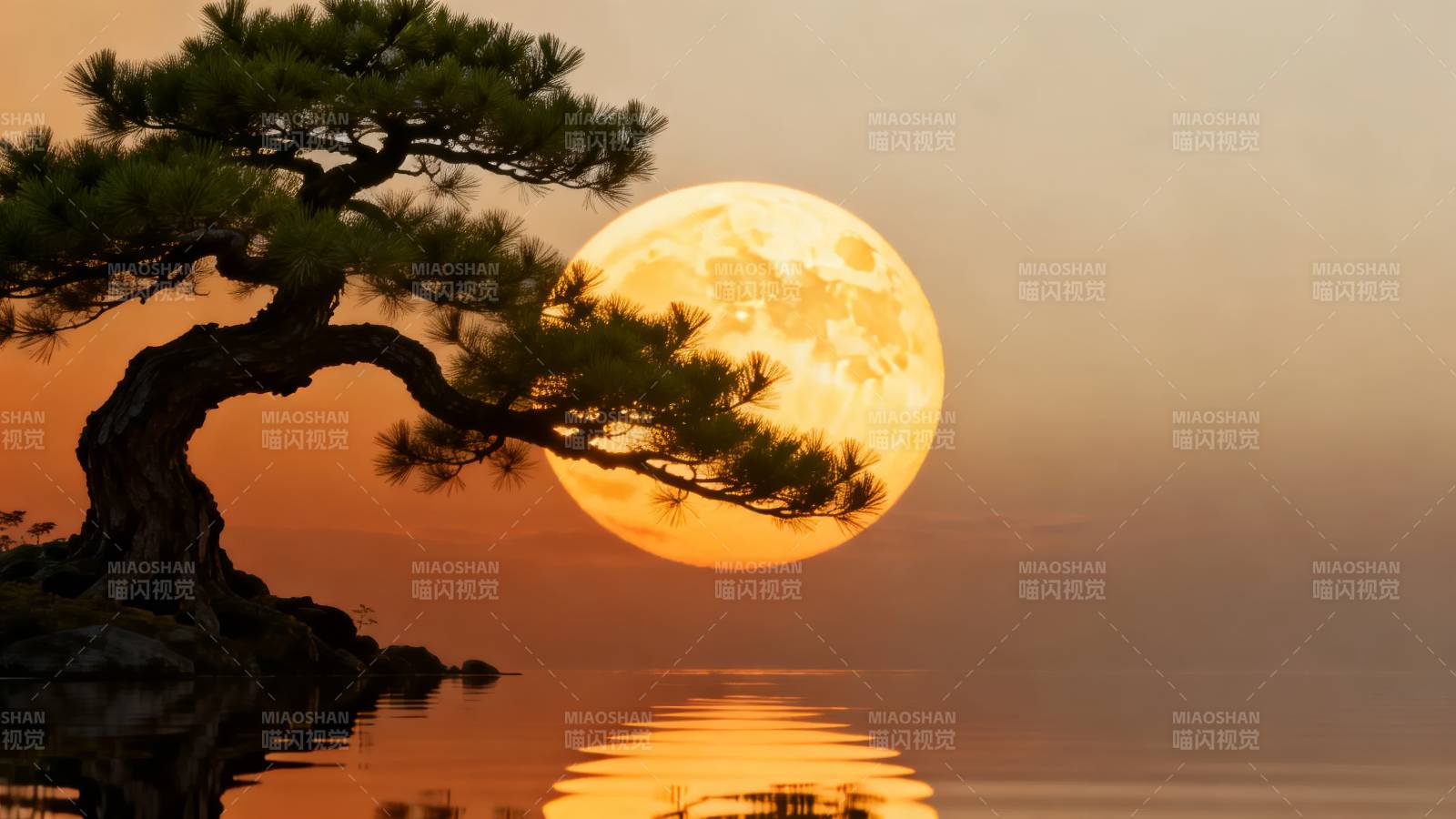 松影映月图片