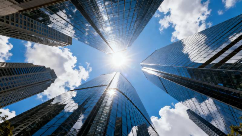 摩天大楼仰望天空图片