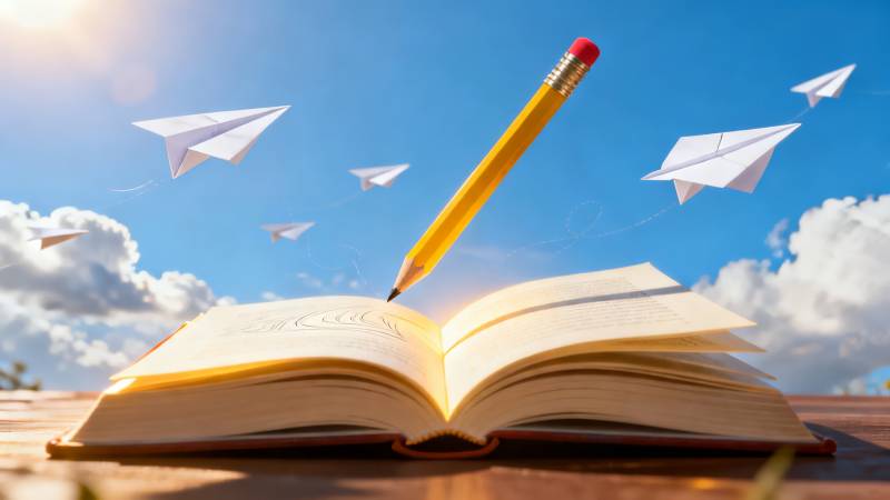 书页飞纸飞机图片