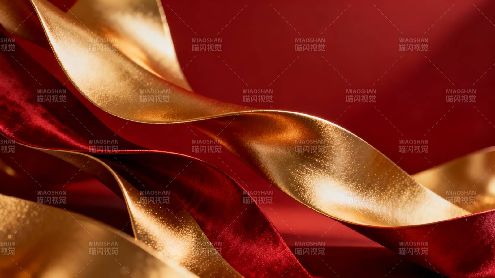 红金丝带飘逸图片