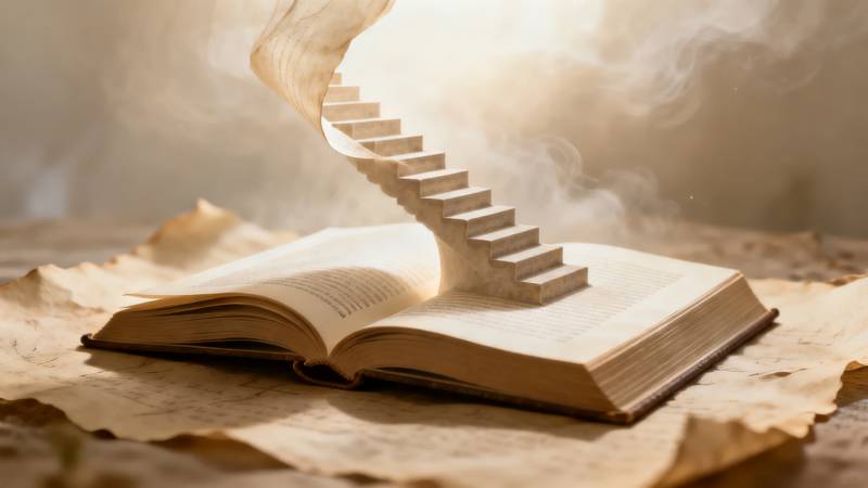 书页间的阶梯图片