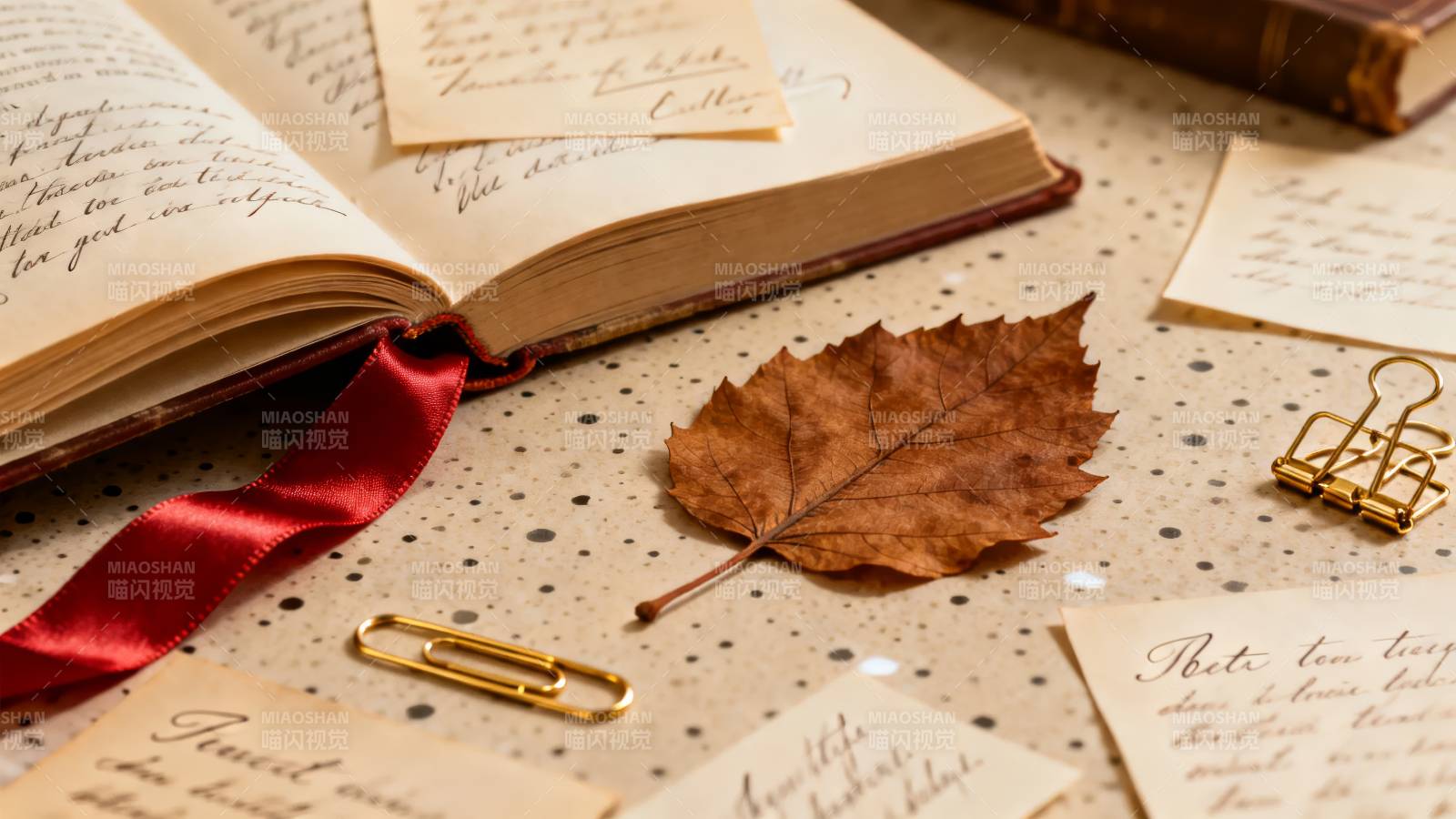 秋叶书信静谧时光图片