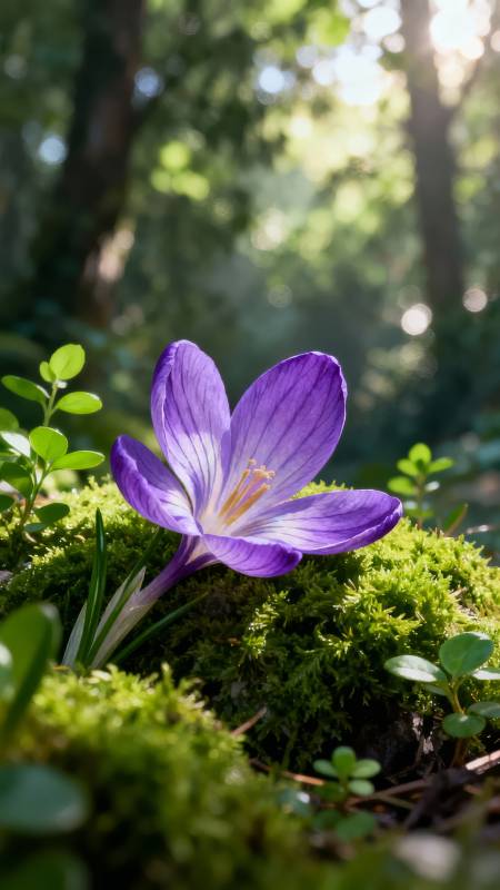 紫花绽放于林间图片