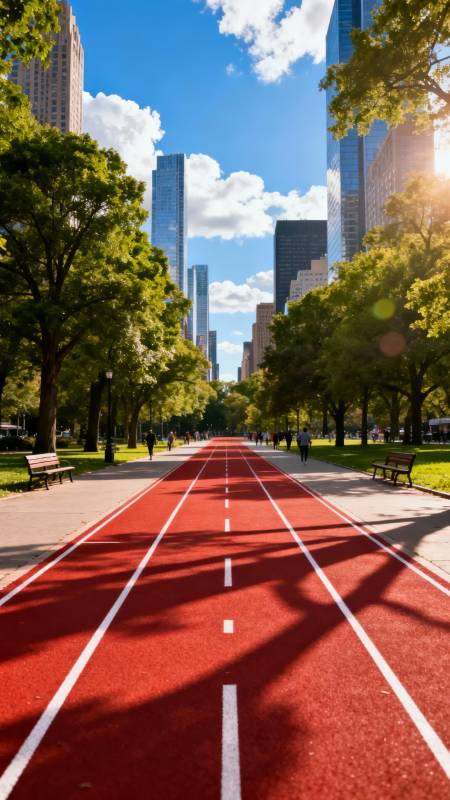 城市绿道晨跑图片