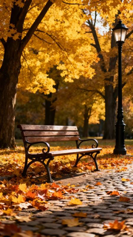 秋日公园静谧景图片