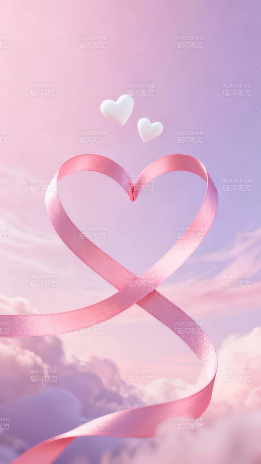 粉红丝带心形梦图片
