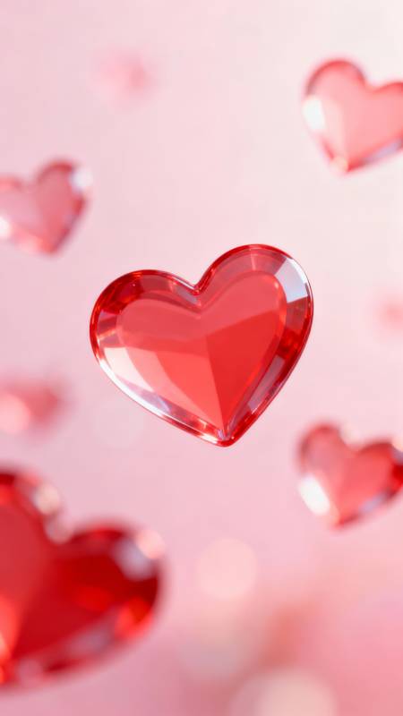 晶莹红心飘浮图片
