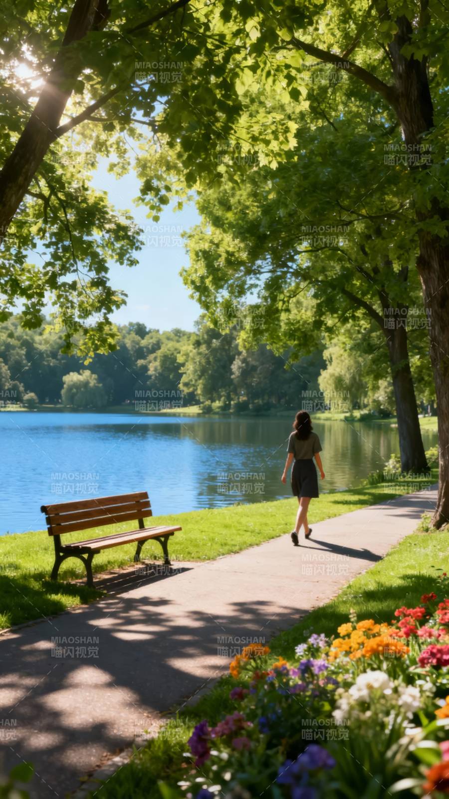 湖畔春日行图片