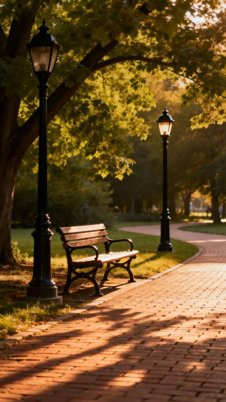 秋日公园静谧景图片