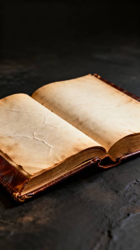 古籍静置暗影中图片