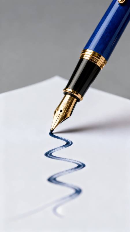 蓝墨蜿蜒 笔尖流韵图片