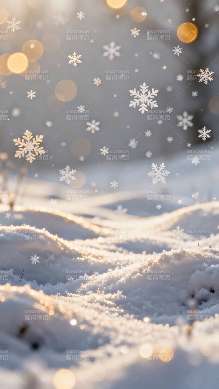 冬日雪景 温暖阳光图片