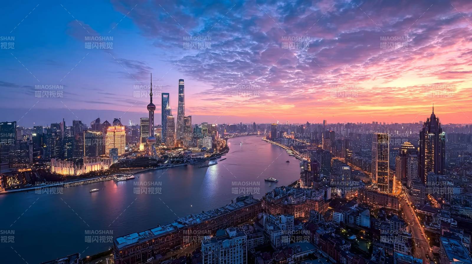 上海黄昏天际线图片