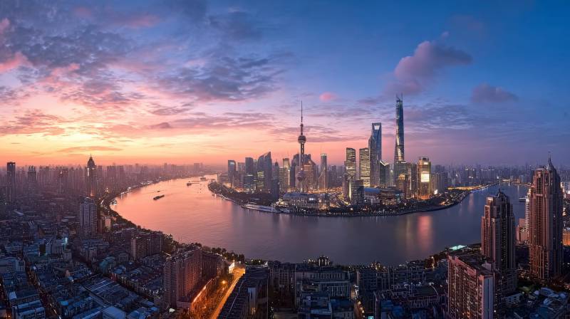 上海黄昏天际线图片