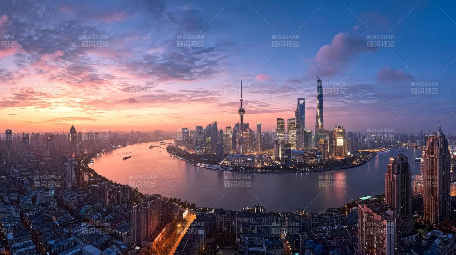 上海黄昏天际线图片