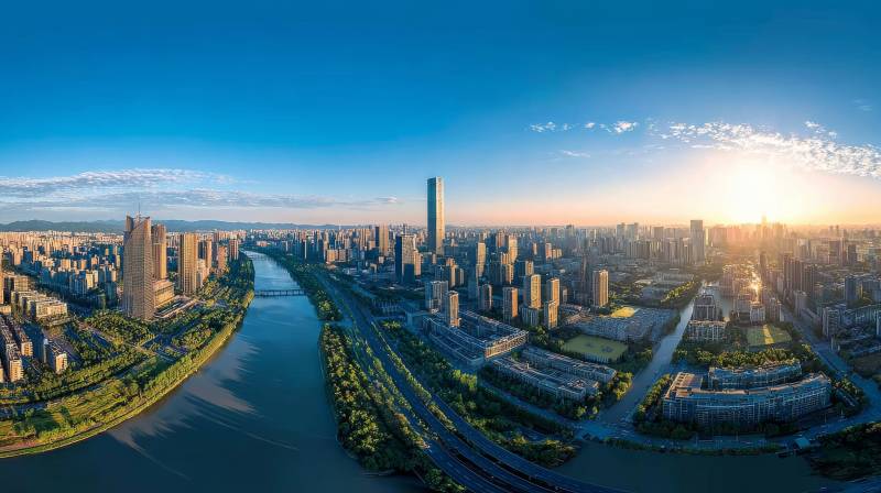 城市晨曦全景图片