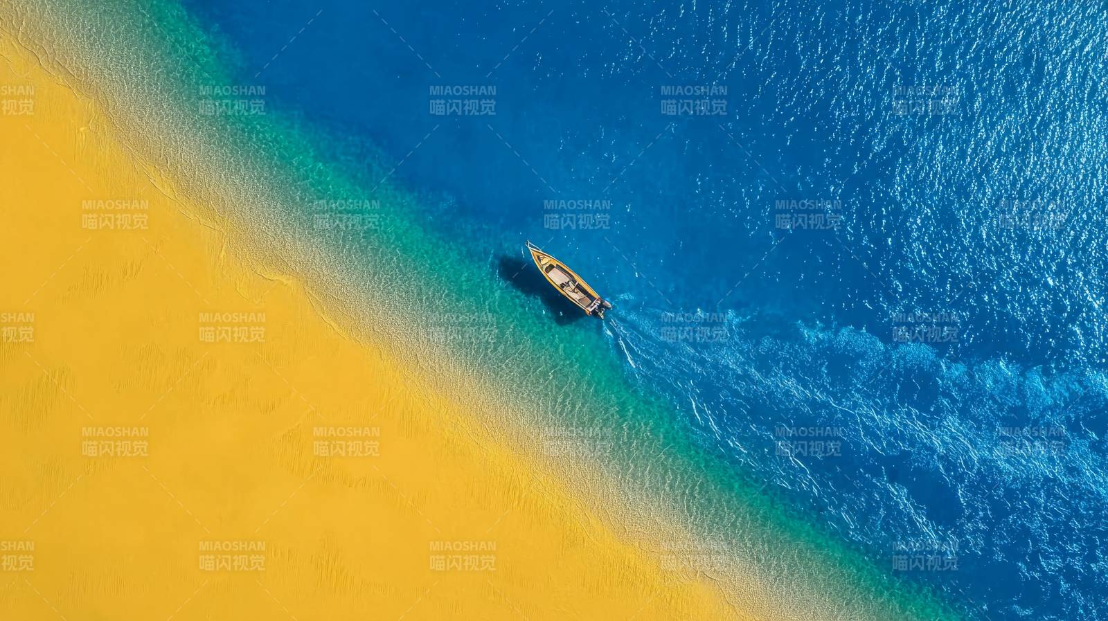 碧海黄沙孤舟行图片