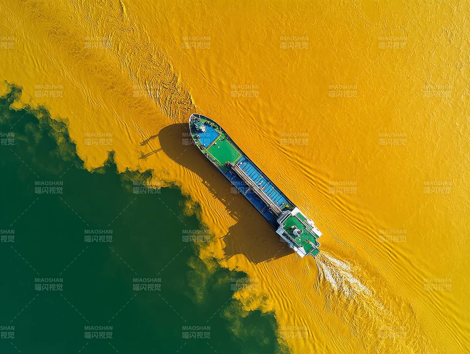 黄绿交界行船图片