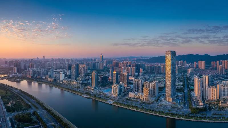 城市天际线晨曦图片