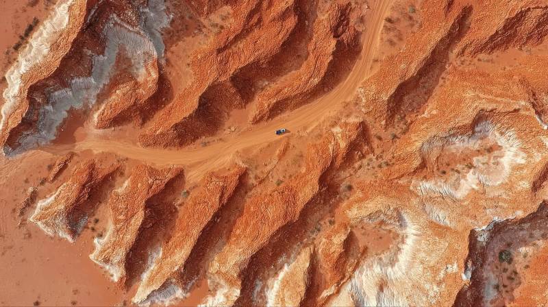 荒漠峡谷航拍图图片