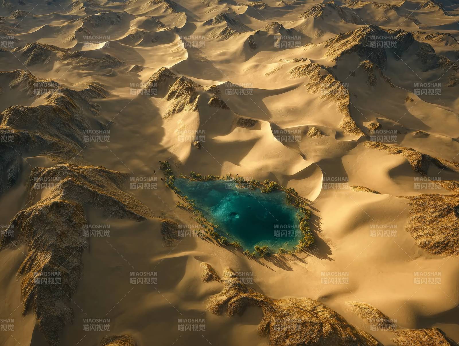 沙漠中的绿洲奇景图片