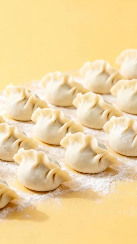 金黄背景上的饺子图片