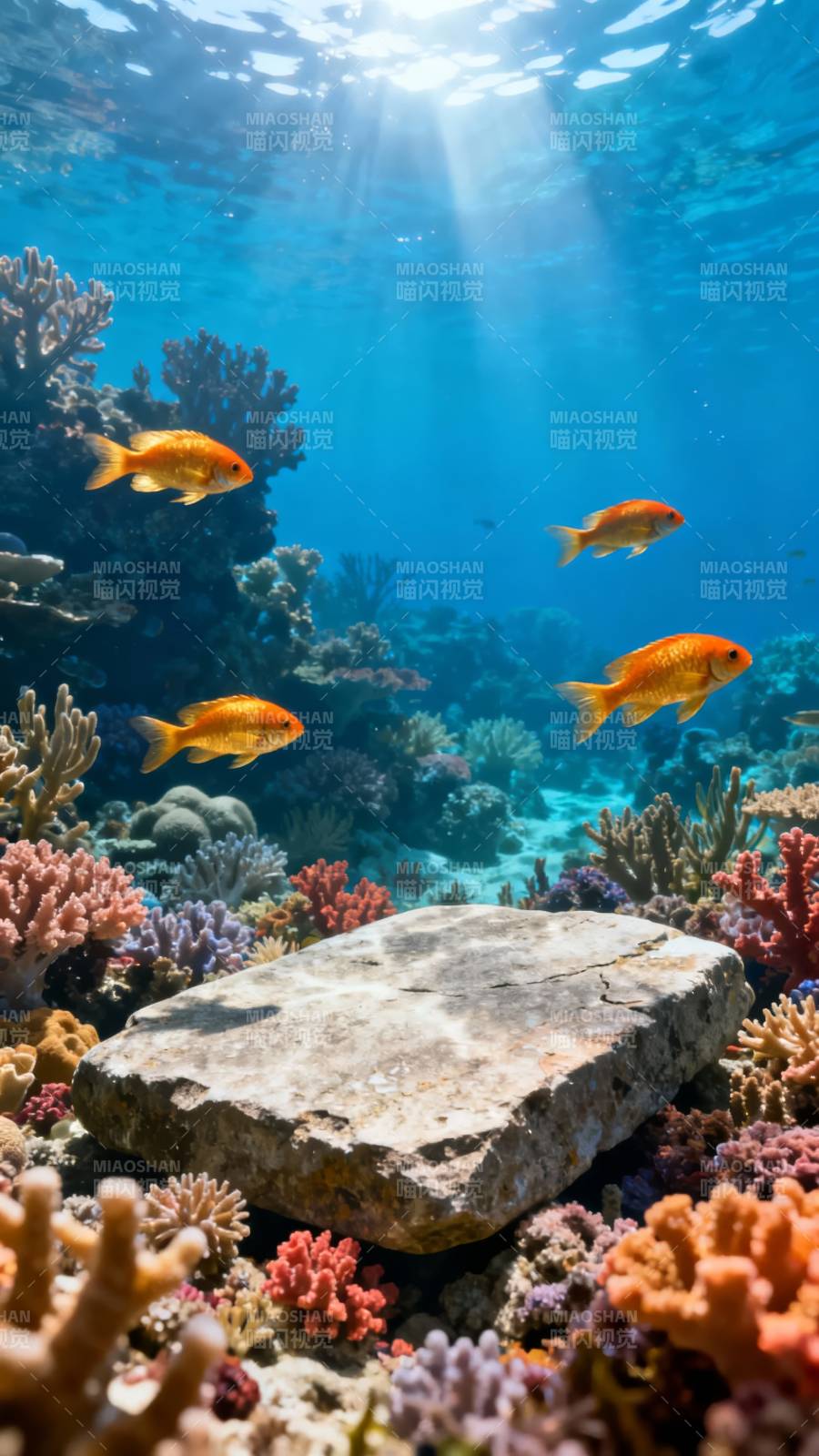 珊瑚礁中的金鱼图片