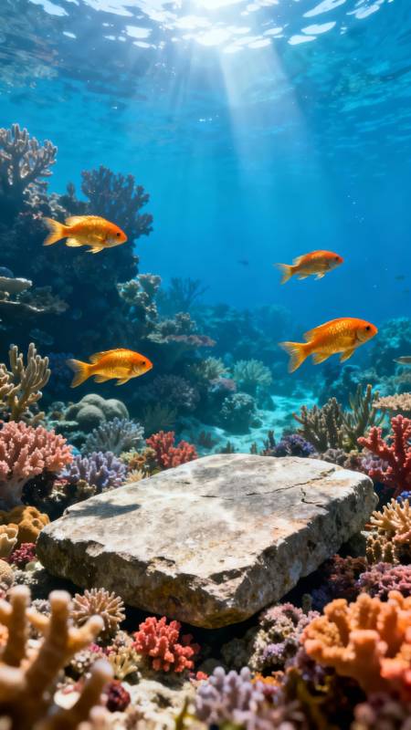珊瑚礁中的金鱼图片