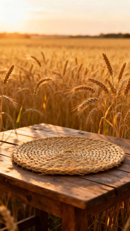 麦田夕照静谧景图片