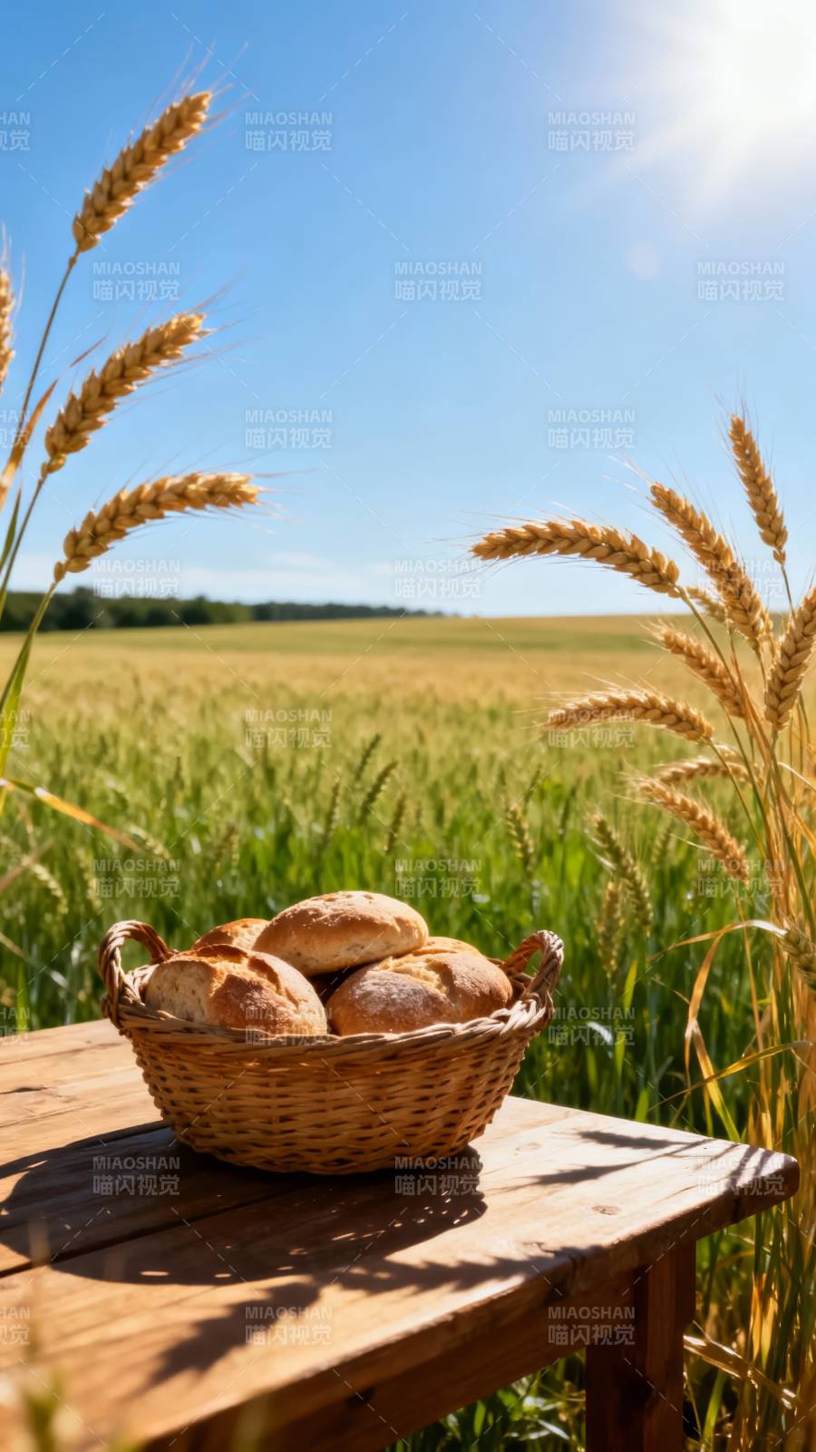 麦田里的面包篮图片