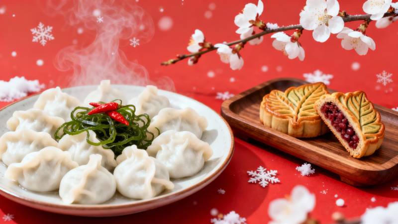 冬日美食 饺子与月饼图片