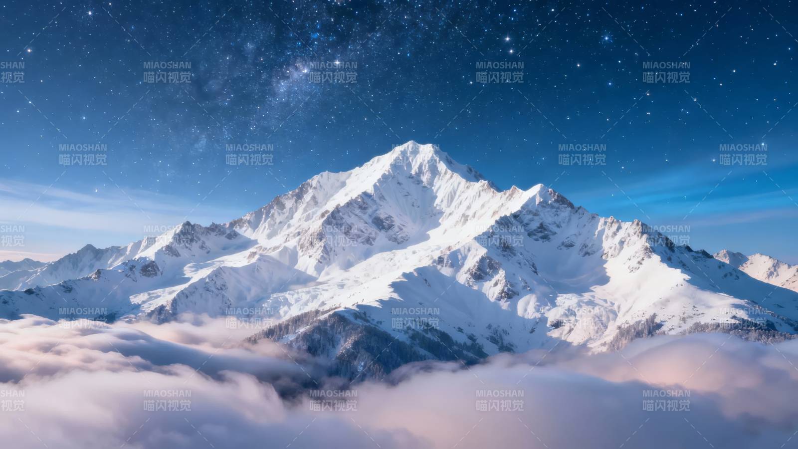 雪山星夜图片