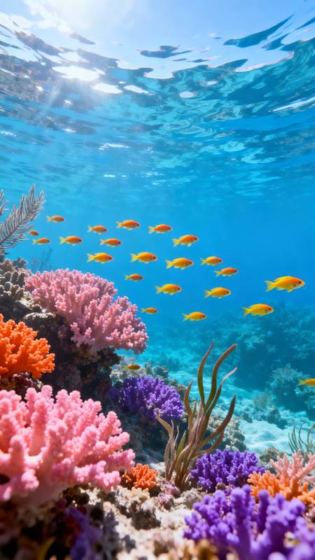 珊瑚礁与鱼群图片