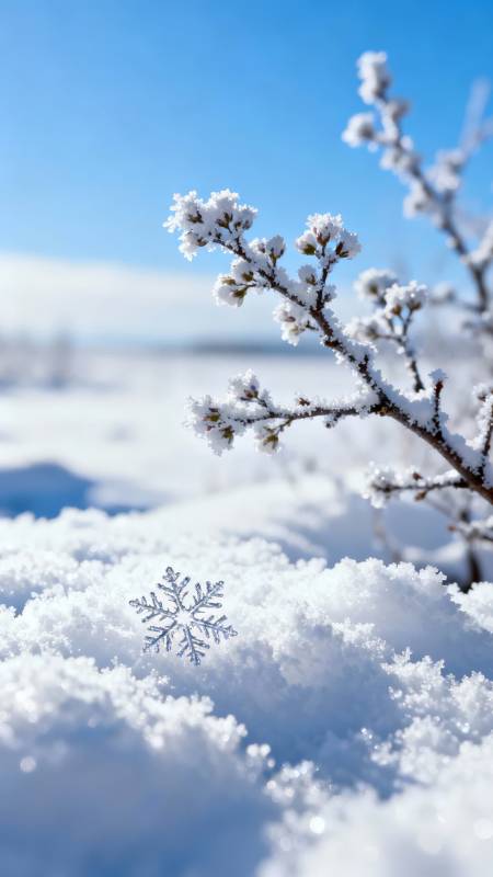 雪中枝头映晴空图片