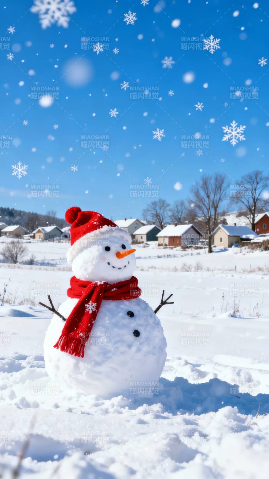 雪人微笑迎冬日图片