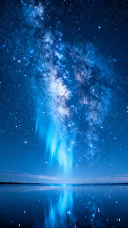 星河倒映湖面图片