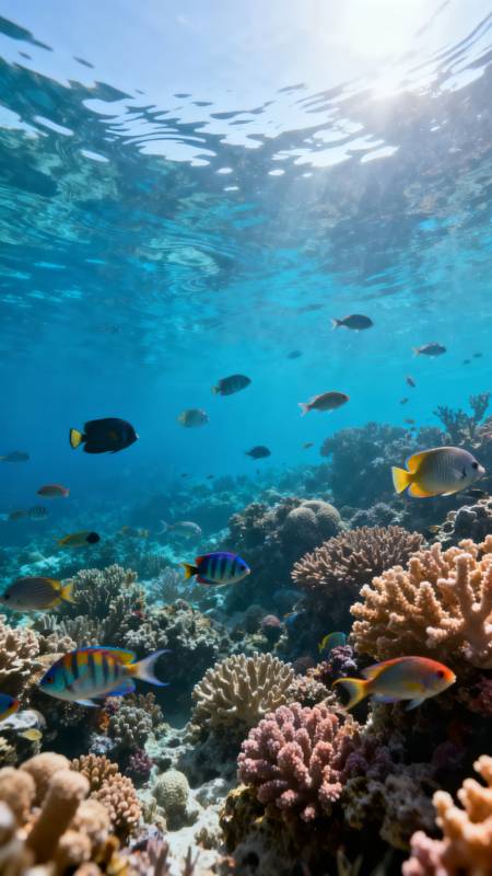 珊瑚礁鱼群图片