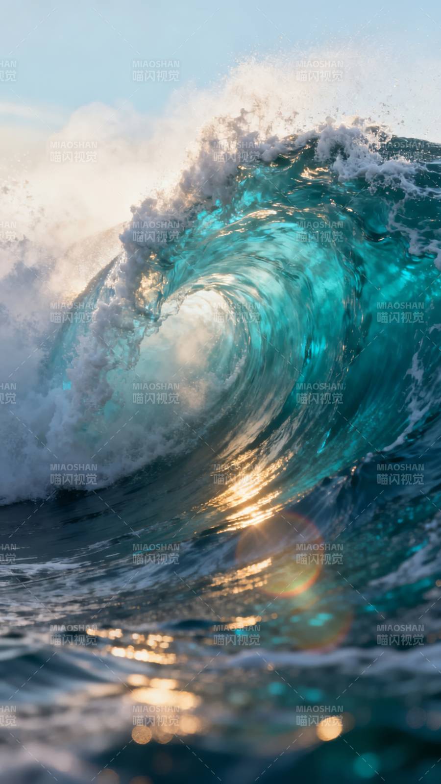 碧海巨浪卷涌图片