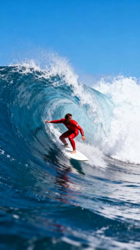 浪尖上的红色身影图片